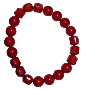 Retro 50s 80s Cherry Red Beaded Stretch Bracelet Statement Fashion Jewelry Women